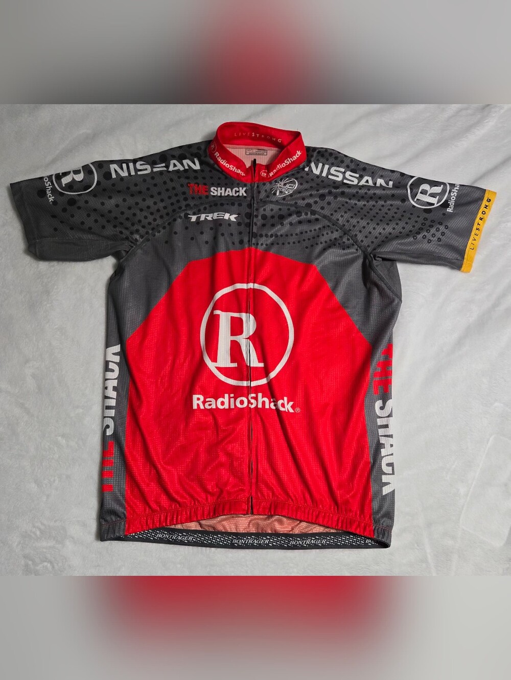 Vintage Radioshack Trek Livestrong Bontrager Uci Team Men Red Cycling Jersey XXL